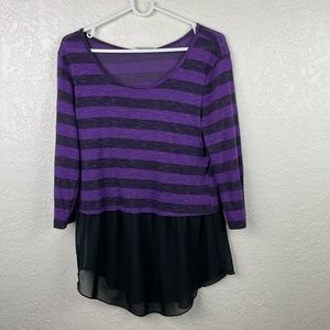 Bobbie Brooks purple stripe peplum blouse